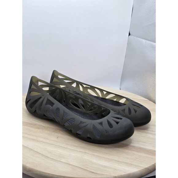 Crocs Womens Adrina III Open Toe Slip On Jelly Flats Size  8 Smoky Gray Cut Outs - Picture 5 of 9